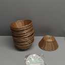 12 Pcs Round Small Plastic Bread Basket, Wicker Basket for Serving 7x7x3 Inch Woven Food Storage Basket, Fruit Basket, Gift Basket (Comes with Food Blotting Sheets) Brown
