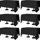 Table Cloth Rectangle Table Cover 70x120 Inch, Washable Stain and Wrinkle Resistant Polyester 6 Pack Table Cover for Dining Tables, Various Parties and Camping (Black)