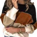 ANCAPELION Womens Casual Sweater Pullover Winter Basic Sweatshirt Long Sleeve Cozy Knitted Jumper Tops Loose Fit (Small, Four-black)