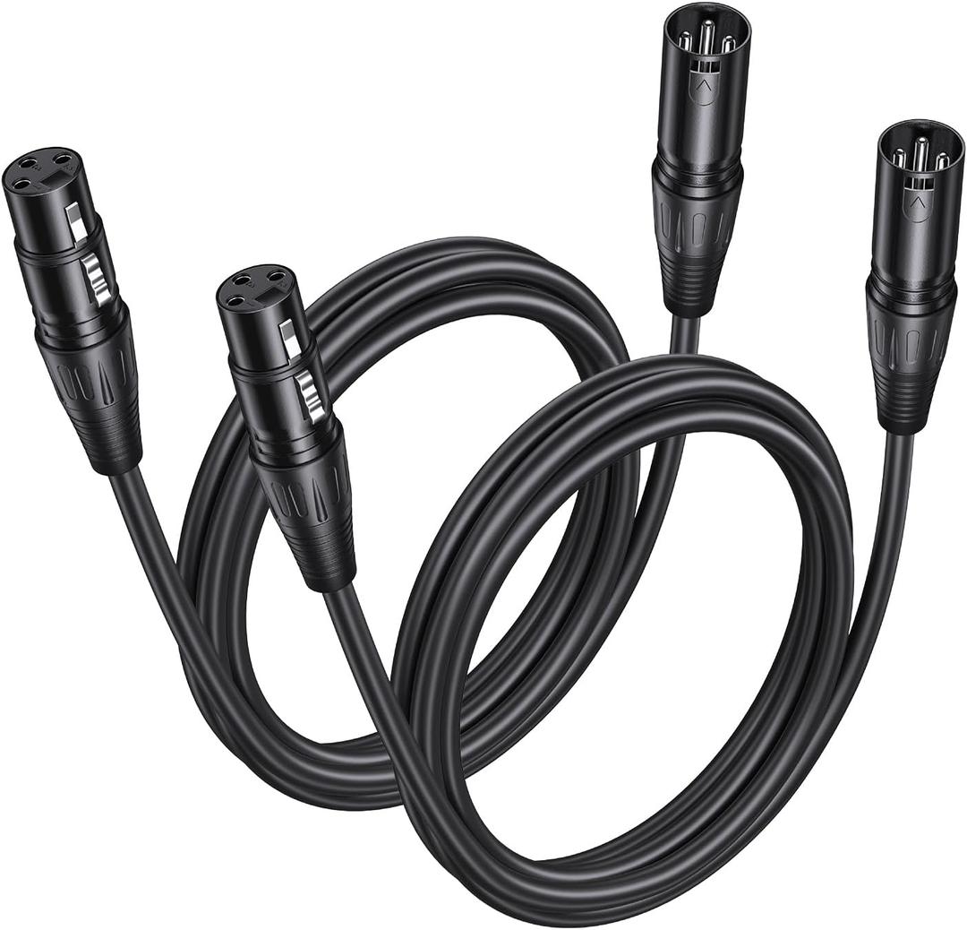 Aqdocvf 2 Pack Premium XLR Cable - 6ft, Male to Female Microphone Cable Oxygen-Free Copper (OFC) Mic Cord for Speaker Podcast Audio Mixer DMX Effector Amplifier Sound Card, Black