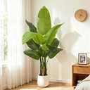 5FT Artificial Bird of Paradise Plant Tall,60" Fake Tropical Tree with 10 Banana Leaves and White Pot,Large Faux Silk Plants Indoor for Home Living Room Bedroom Hotel Office Decor