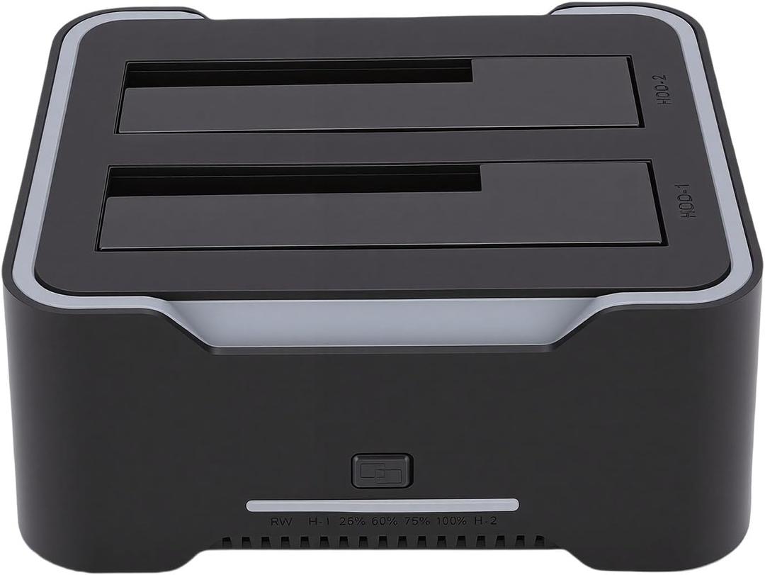 Dual Bay Hard Drive Docking Station, USB 3.0 External HDD SSD Dock with RGB Light Breathing Effect and Offline Cloning, for 2.5in 3.5in HDD SSD (US Plug)