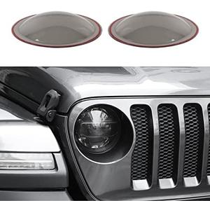 RAZPOY Smoked Headlight Cover, Front Head Light Lamp Trim Guard Compatible with Jeep Wrangler JL & Gladiator JT 2018-2023, Smoked Black