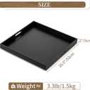 Hanobe Ottoman Tray for Living Room: Modern Extra Large Black Serving Decorative Trays with Cutout Handles for Coffee Table Home Decor, 20"
