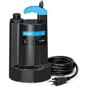 Submersible Water Pump 1/6 HP, 1850GPH Thermoplastic Sump Pump Basement Portable Electric Utility Water Pump Removal for Pool Draining Hot Tubs Garden Pool Cover Pond