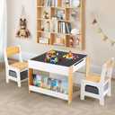 Asweets Kids Table and Chair Set,4 in 1 Toddler Desk with Storage Drawer,Wooden Activity Table for 2 in 1 Detachable Tabletop,Bookshelf,Suitable for Classroom,Home,Nursery,Playroom (Natural White), 24.49 x 24.49 x 18.9 inches
