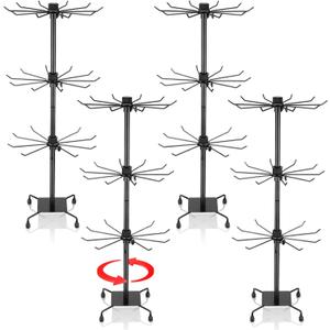 4 Pcs Rotating Jewelry Display stand Hanging Jewelry Rack Metal Spinning Display Stand with Hooks for Necklace Bracelet Earring Selling(3 Tier,Black)
