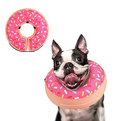 Supet Inflatable Dog Cone Collar for Large Medium Small Dogs, Soft Cone Collar for Dogs Cats, ECollar Doggie Neck Donut Dog Cone Alternative After Surgery M