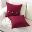 FUTEI Burgundy Linen Decorative Throw Pillow Covers 20x20 Inch Set of 2, Square Cushion Case with Vintage Button/Zipper,Modern Farmhouse Home Decor for Couch,Bed
