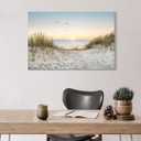 Coastal Wall Art Canvas Picture: Modern Beach Sunset Landscape Print Decor Horizontal Ocean Scene Sea Painting Seascape Seaside Seashore Artwork for Living Room Bedroom Home, 36"L x 24"W