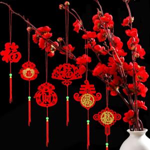 Mixweer 72 Pieces Chinese New Year Decorations Red Chinese Knot Pendant Traditional Spring Festival Decoration Hanging Lunar New Year Decor Lucky Fu Pendants for Home Tree Car Ornaments(Elegant)