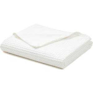 YnM Cotton Waffle Weave Duvet Cover for Weighted Blankets with 16 Strings (Coconut White, 48''x72'')