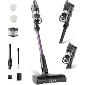 Candy Cordless Vacuum Cleaner,45Mins Vacuum Cleaners for Home,Stick Vacuum,Strong Suction,Removeable Battery,Anti-Tangle,One Click Clean,Lightweight Handheld for Hardwood Floor Carpet Pet Hair Car (Purple)