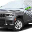 KEYOOG 6-Layer Full Car Cover is All-Weather Waterproof, Universal in All Seasons, Snow Prevention, Rainproof, Acid Rainproof, Sunscreen, Ultraviolet-Proof, Fit SUV 205"-216" Green Reflective Strip