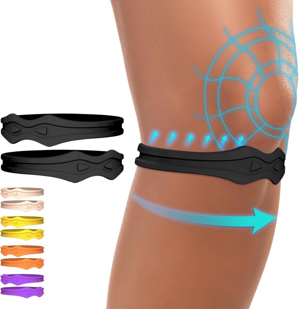 Fit Geno Knee Strap Patella Support: Knee Band for Patellar Tendon Pain Relief - Knee Brace for Tendonitis Jumpers Running Sports Basketball Men Women 2 Packs (Black)