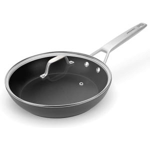MsMk 12 Inch Nonstick Frying Pan with Lid, Titanium and Ceramic Nonstick skillet with lid, PFOA Free, Non-Toxic, Stay-Cool Handle, Scratch-resistant, Dishwasher Safe, Oven Safe to 700F