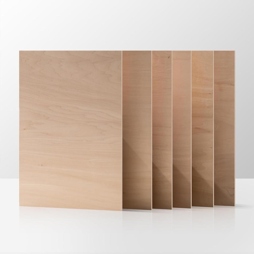 ROBOTIME 6-Pack Basswood Sheets 1/8" - 12 x 16 x 1/8 Inch - 3mm Plywood Sheets for Laser Cutting, Engraving & Wood Burning (Pyrography) - Thin Unfinished Wood Boards for Craft