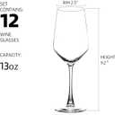 YANGNAY Wine Glasses (Set of 12, 13 Oz), Clear Wine Glasses for Red or White Wine, Smooth Rim, Dishwasher Safe