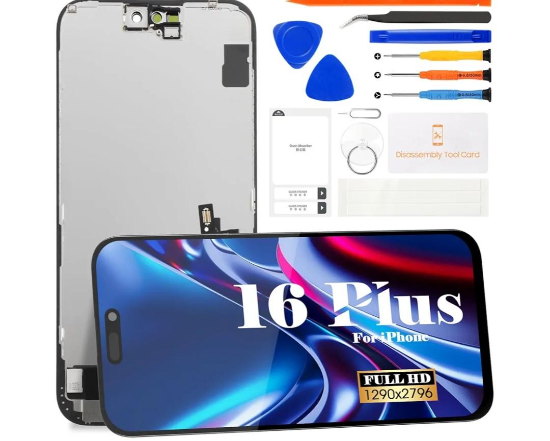 Incell for iPhone 16 Plus LCD Display for iPhone 16 Plus A3290 Screen Replacemet for iPhone 16 Plus A3082, A3289, A3291 Touch Screen Digitizer Display Assembly Repair Kits Without Frame(Black) 6.7''