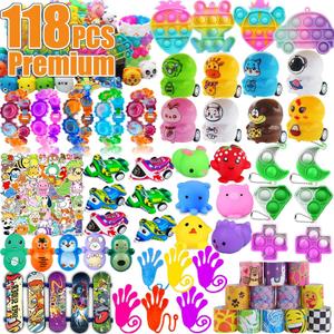 128 Pcs Party Favors for Kids Easter Egg Fillers,Fidget Treasure Box Toys, Classroom Prizes, Pinata Filler Goodie Bag Stuffers, Treasure Chest Carnival Prizes, Prize Box Bulk Toys for Boys Girls 4-8