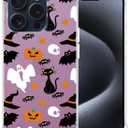 3 x Halloween Phone Case for iPhone 15 Pro, Pink Cartoon Ghost Pattern Cute Slim Fit Rubber Bumper Protective Shockproof Cover Case for iPhone 15 Pro 6.1 Inch