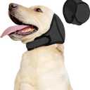 Dog Ear Muffs & No Shake Ear Wrap for Hematoma, Bathing, Drying, Swim& Noise Anxiety Relief- Elastic Waterproof Ear Protector with Calming Hoodie Design for Grooming/Head Ear Cover (Grey, L)