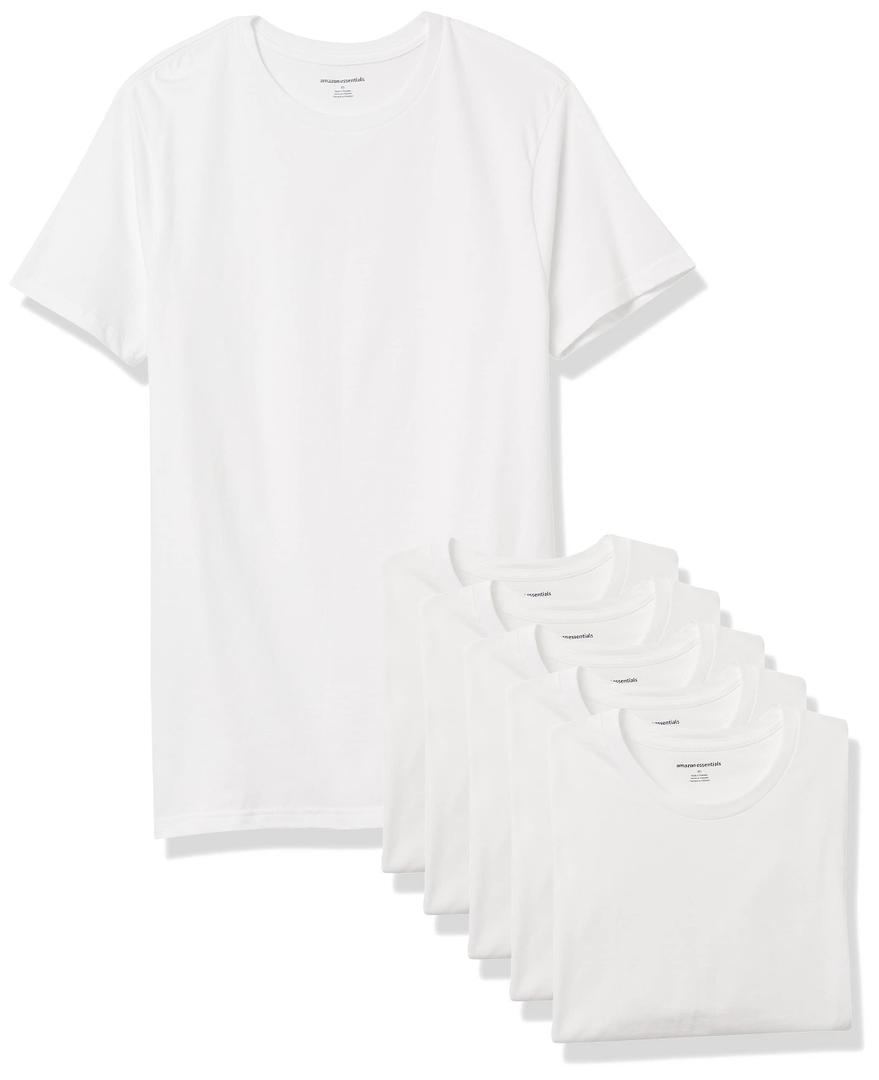 Amazon Essentials Men's Slim Fit Breathable Cotton Crew Neck Undershirts, Pack of 6.S