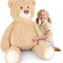 SuzziPals 43 inch Giant Teddy Bear Stuffed Animal, Lifelike Stuffed Animals for Stress Relief & Companion, Extra Soft Fluffy Big Plushies Hugging Pillow, Jumbo Teddy Bears Gifts for Kids Adults