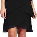 S.L. Fashions Women's Chiffon Tiered Cocktail Dress, Summer, Perfect for Casual & Formal Occasions (Petite and Regular Sizes), Black Tulip, 6P