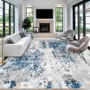 Abstract Living Room Area Rug, 9x12 Large Soft Washable Rug Non-Slip Non-Shedding Low-Pile Indoor Floor Accent Carpet for Bedroom Dining Room Nursery Home Office (Grey Blue,9'x12')