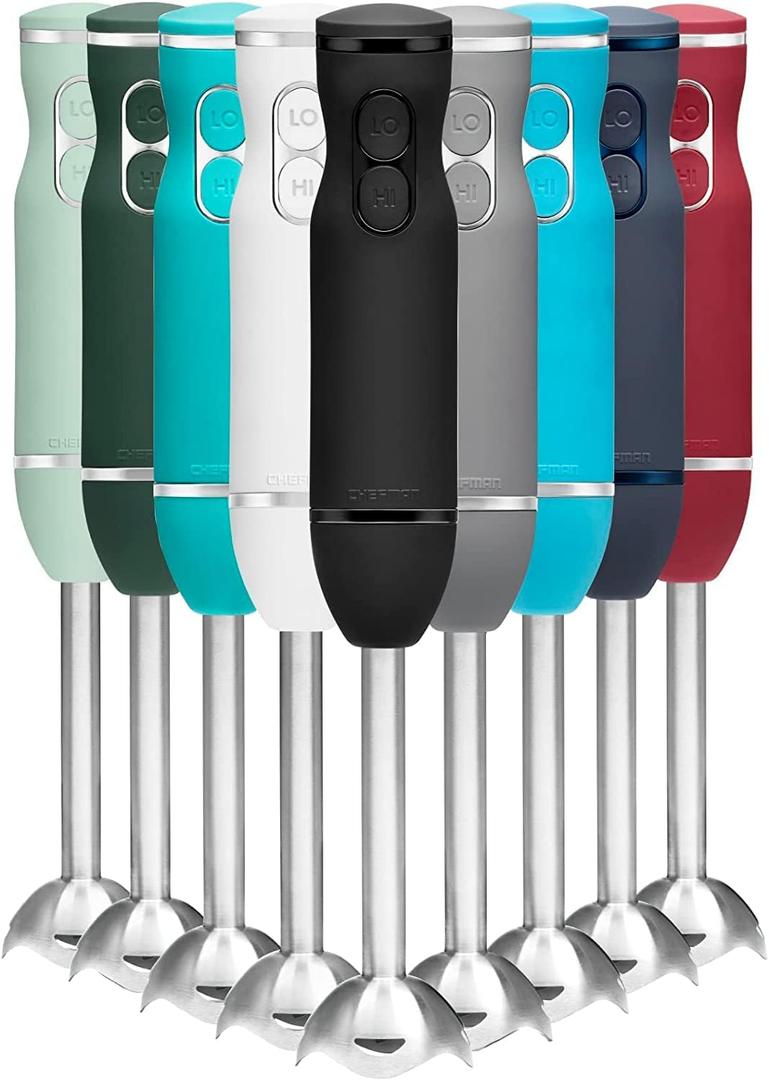 Chefman Immersion Stick Hand Blender Powerful Electric Ice Crushing 2-Speed Control Handheld Food Mixer, Purees, Smoothies, Shakes, Sauces and Soups, Black