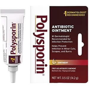 Polysporin First Aid Topical Antibiotic Skin Ointment with Bacitracin Zinc & Polymyxin B Sulfate, for Infection Protection & Wound Care, Neomycin-Free, Travel Size, 0.5 oz (0.5 Ounce (Pack of 1))