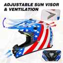 Youth Kids Dirt Bike Helmet,F001 DOT Approved Full Face Motocross Set(S) | F001 Kids Motorcycle Helmet with Goggles Gloves Carry Bag,Adjustable Visor,Washable Liner for Boys & Girls Off-Road ATV UTV, Great USA, Small