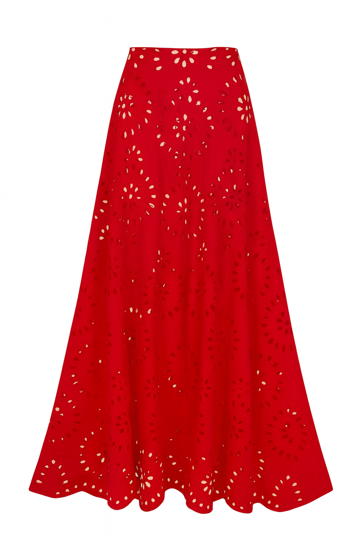 FLAXMAKER Women's Petal  Skirt, ( Red, S)