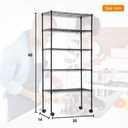 BestOffice | 5-Tier Wire Storage Shelves with Wheels | 14x30x60 | Black | Adjustable Racks | Heavy-Duty Metal Shelf, Holds Upto 220 lbs | No-Tool Assembly | Ideal for Home & Garage Shelving