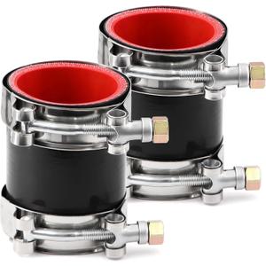2Pcs ID 2 Inch(51mm) High Temperature 4-Ply Reinforced Straight Silicone Hose Performance Coupler with 4Pcs T-Bolt Clamps Suitable High Level Turbo Pipe Connecting (Black&red*2pcs)