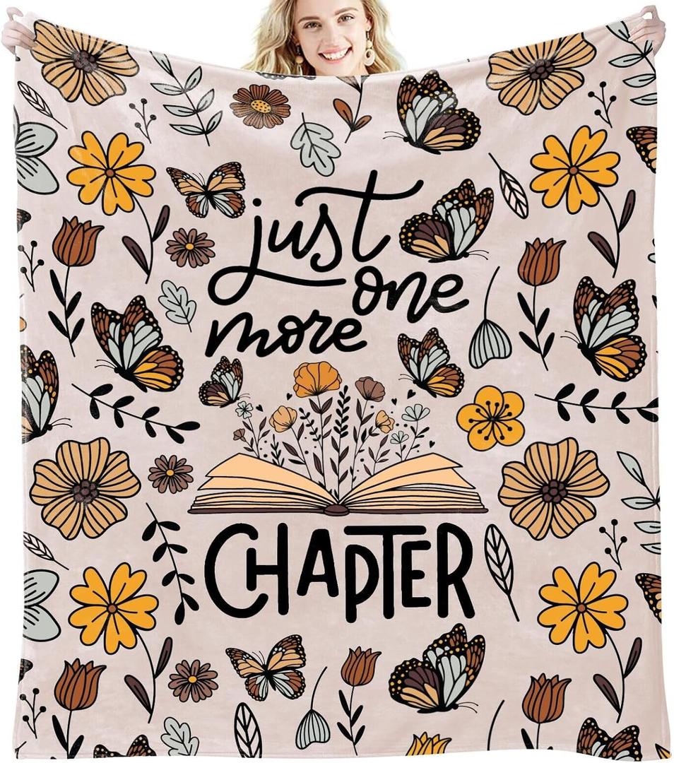 Book Lovers Gifts for Women, Reading Blanket for Readers, Bookish Book Club Reading Librarian Gifts Blanket 60"x50" (Pink)