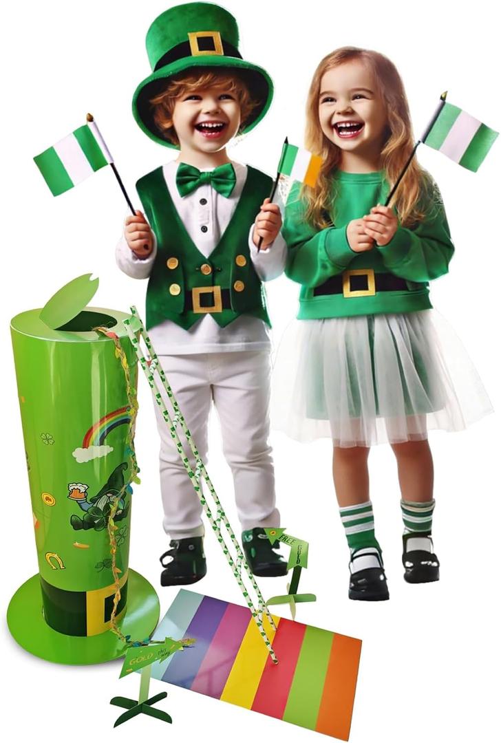 Usakiibebe St Patrick's Day Leprechaun Trap Kit - St. Patrick's Day Decorations Leprechaun Trap Crafts Kit for Kids St Patrick's Day Party Supplies (High Cap)
