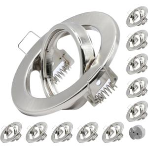 10 Pack Round Recessed Spotlights Trim Ring Fitting GU10 Light Mounting Frame with MR16 Lamp Holder for Ceiling Spotlight MR16 and 50mm Bulb Halogen Light Fitting Satin Nickel