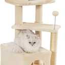 Made4Pets Cat Tree, Small Cat Tower for Indoors Cats, Cute Wood Kitty Condo with Scratching Post and Pad, 29" Multi-Level Modern Activity Climbing Furniture for Small and Medium Cats, Beige