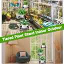 3-Tier Metal Plant Stand for Indoor & Outdoor, Heavy Duty Corner Flower Shelf Display Rack for Living Room Balcony Patio Garden Bedroom Classroom Black (Black-B)