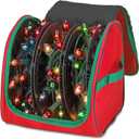 HOLDN STORAGE Premium Christmas Light Storage Bag  Heavy Duty Tear Proof 600D/Inside PVC Material with Reinforced Handles - 3 Reels Stores up to 375 Ft of Mini Tree Lights & Extension Cords Red