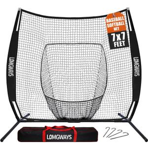 7x7ft Baseball Softball Net with Steel Frame for Batting, Hitting, Pitching, Portable Baseball Batting Net with Carry Bag, Great for All Levels
