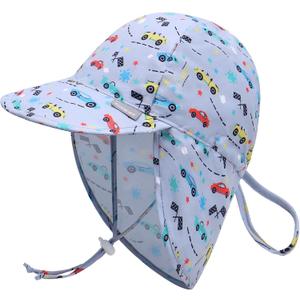 Duoyeree Baby Sun Protection Hat with Neck Flap UPF 50+ Polyester Hat 0-5T | Kids Infant Toddler Beach Hat,swimming pool hat, lightweight and easy carrying,adjustable Chin strap (Gray, M)