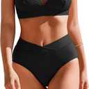 AI'MAGE High Waisted Bikini Set for Women Tummy Control Women's 2 Piece Bathing Suit V Neck Sexy Color Block Swimsuit 2025, XL