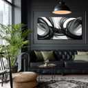 Black and White Wall Art for Living Room Abstract Wall Decor for Bedroom Gray Home Office Decor Ready to Hang 24 x 48 Inch