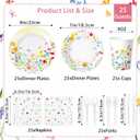 175 PCS Wildflower Spring Party Decorations include Paper Plates Cups and Napkins, Plastic Knives Forks Spoons Set, Disposable Cutlery Dinnerware Tableware Serve 25 Table Decor for Bday Dinner