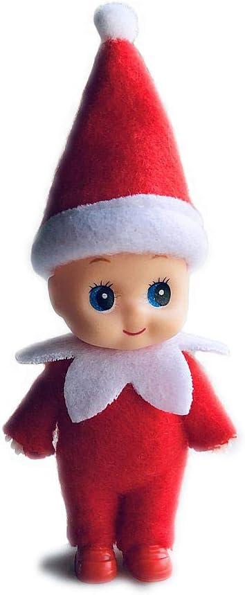 WULEEUPER Tiny Baby Elf Doll | Christmas Miniature Elf Decoration | Newborn Gift | Baby Grow Dolls with Feet and Shoes (Red)