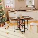 CHOEZON Folding Dining Table, Movable Dining Table, Expandable Kitchen Table, Versatile Table with 6 Wheels and 2-Tier Shelf, for Dining, Living Room, Apartment, Rustic Brown TCZ01BF, 47.4"L x 31.5"W x 30.1"H