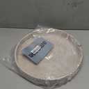 13.8 inch Round Rattan Tray, Decorative Coffee Table Tray, Ottoman Tray, Woven Serving Tray with Handles, Wicker Serving Basket, Whitewash